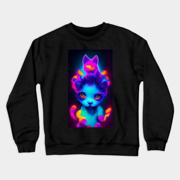 Another Psychedelic Kitten Crewneck Sweatshirt by RichieDuprey